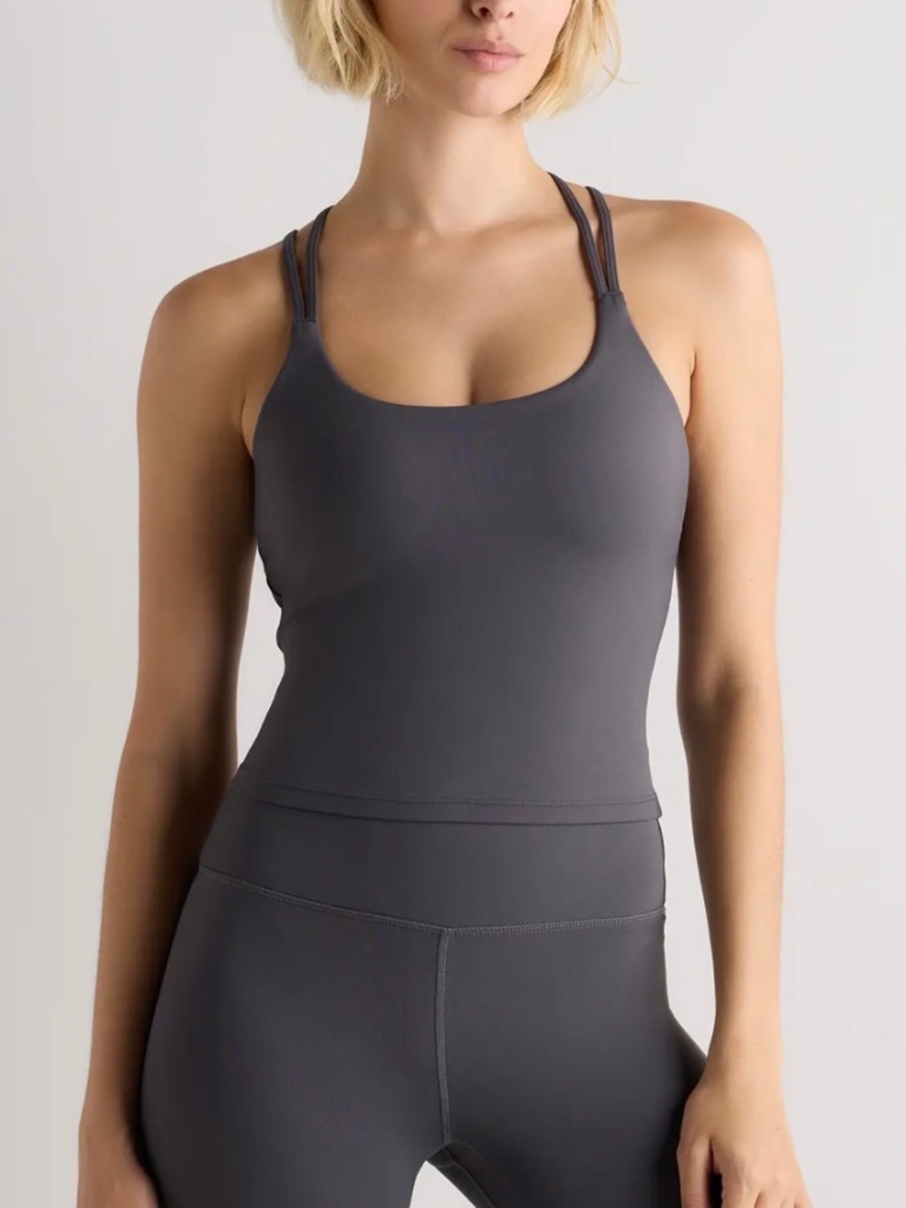 Quince Ultra-Form Strappy Bra Tank, Dark Coal, M / L